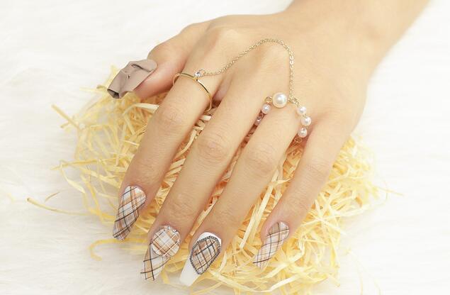 格紋美甲，麗竹學校美甲班作品分享