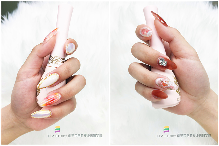 暈染美甲圖片欣賞，零基礎(chǔ)學美甲學員作品