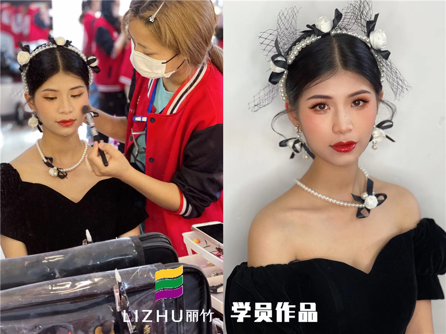 廣西美妝造型培訓(xùn)學(xué)校作品：輕復(fù)古造型、韓式披發(fā)新娘造型