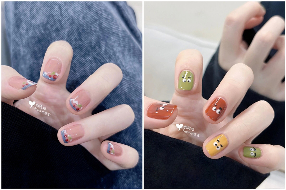 夏日涂鴉風(fēng)美甲分享，廣西網(wǎng)紅美甲培訓(xùn)推薦