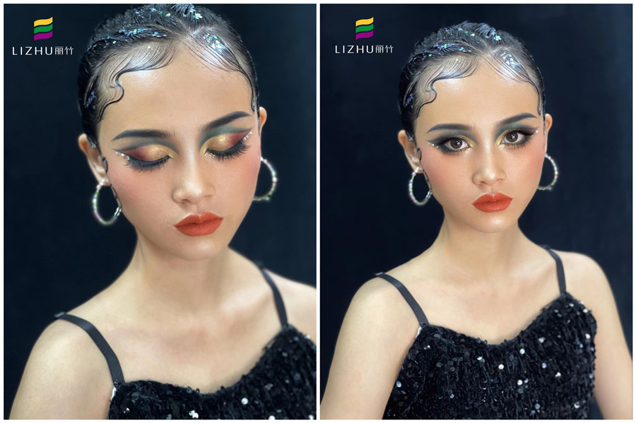 拉丁舞妝容技巧，廣西造型彩妝學(xué)校真人操作