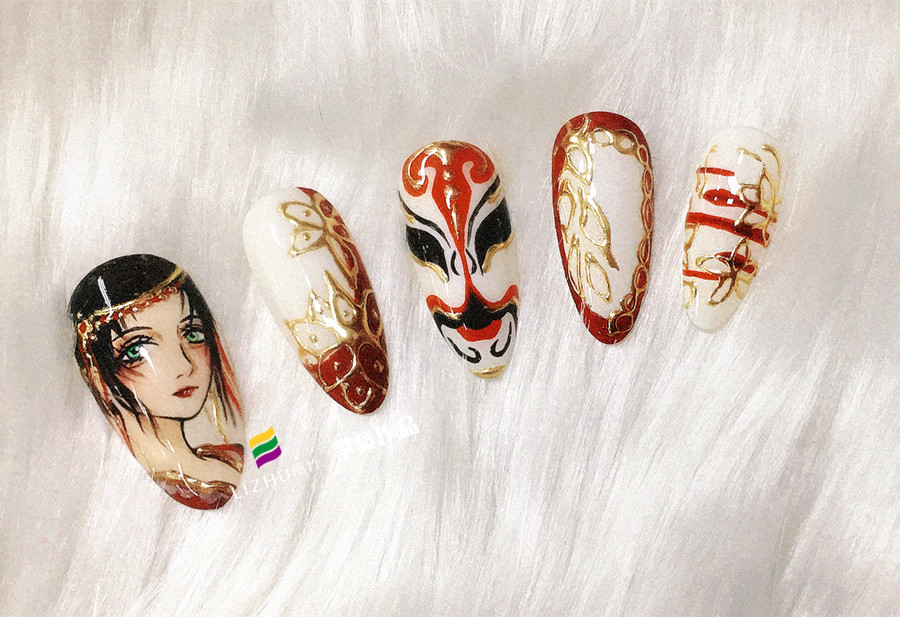 彩繪卡通美甲，廣西南寧美甲學校學員作品