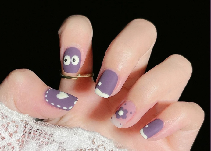 紫色美甲款式合集，?學美甲在麗竹分享