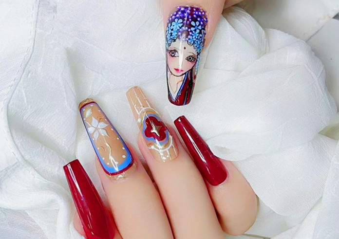 國(guó)風(fēng)美甲，南寧美甲造型培訓(xùn)班學(xué)員作品