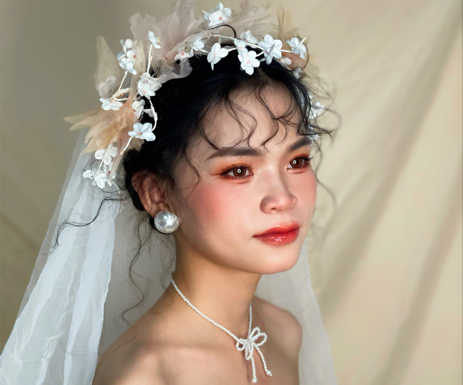 慵懶法式浪漫新娘，南寧妝容造型培訓作品