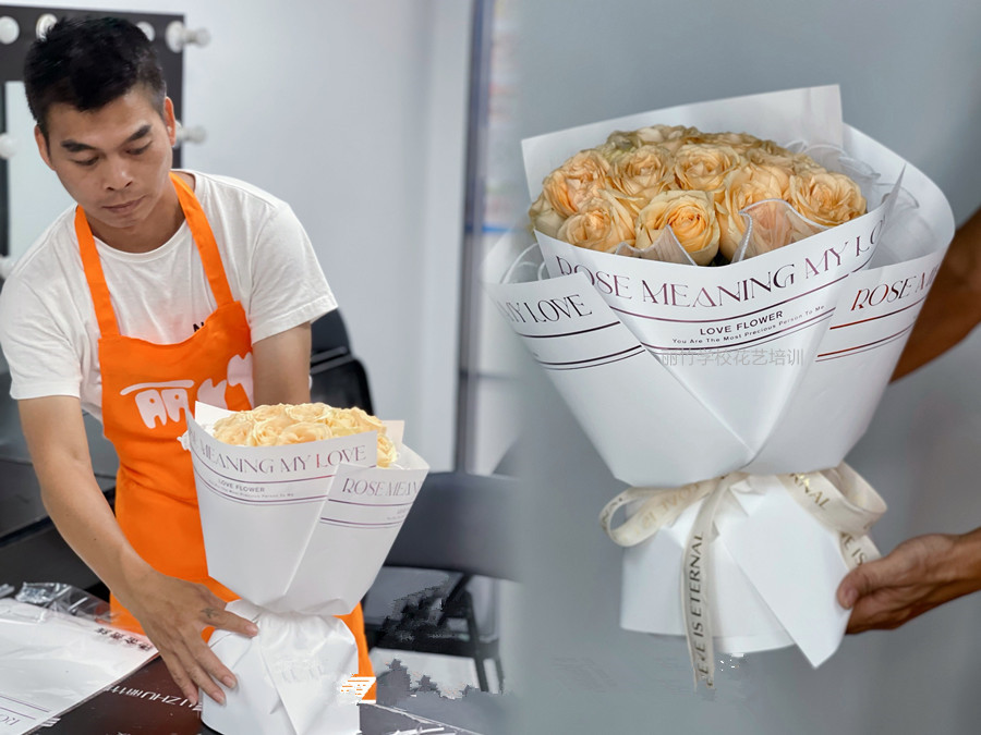 制作圓形玫瑰花束教程，零基礎學花藝培訓