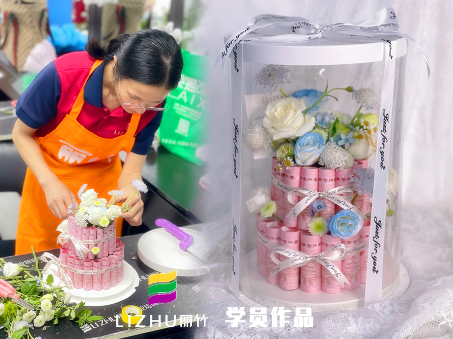 蛋糕花盒制作，南寧花藝學(xué)校課堂實(shí)訓(xùn)