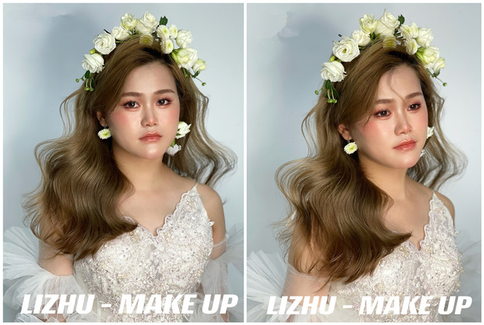 鮮花披發(fā)新娘造型，南寧新娘化妝進修作品