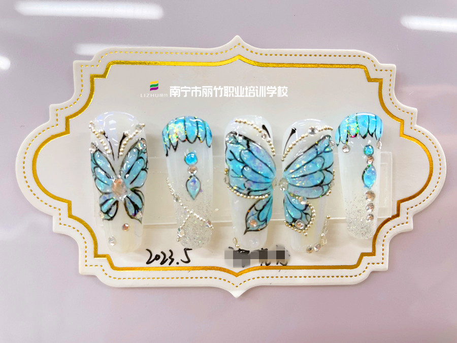 奢華蝴蝶美甲，廣西美甲造型培訓
