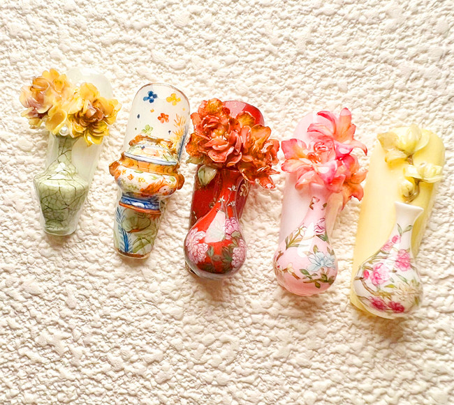 國風瓷器美甲，南寧美甲款式造型作品