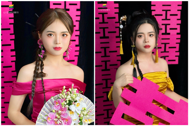 中式晨袍造型，南寧化妝藝術(shù)培訓(xùn)作品