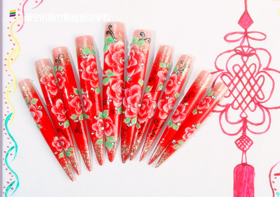 新年美甲排筆彩繪，南寧美甲學(xué)徒必學(xué)款