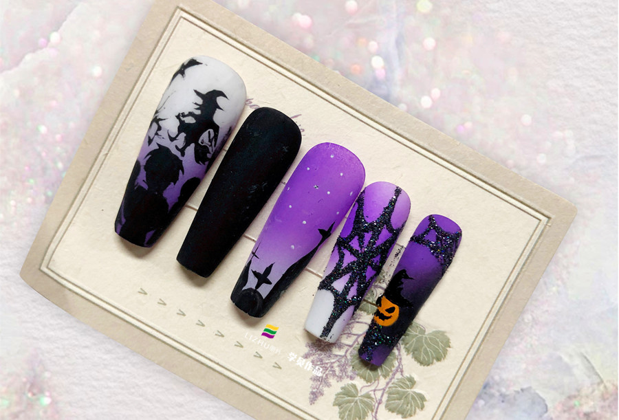 彩繪磨砂美甲&雛菊磨砂美甲，廣西學(xué)美甲款式