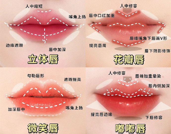 不同唇妝畫法教程，南寧化妝教學(xué)機(jī)構(gòu)分享