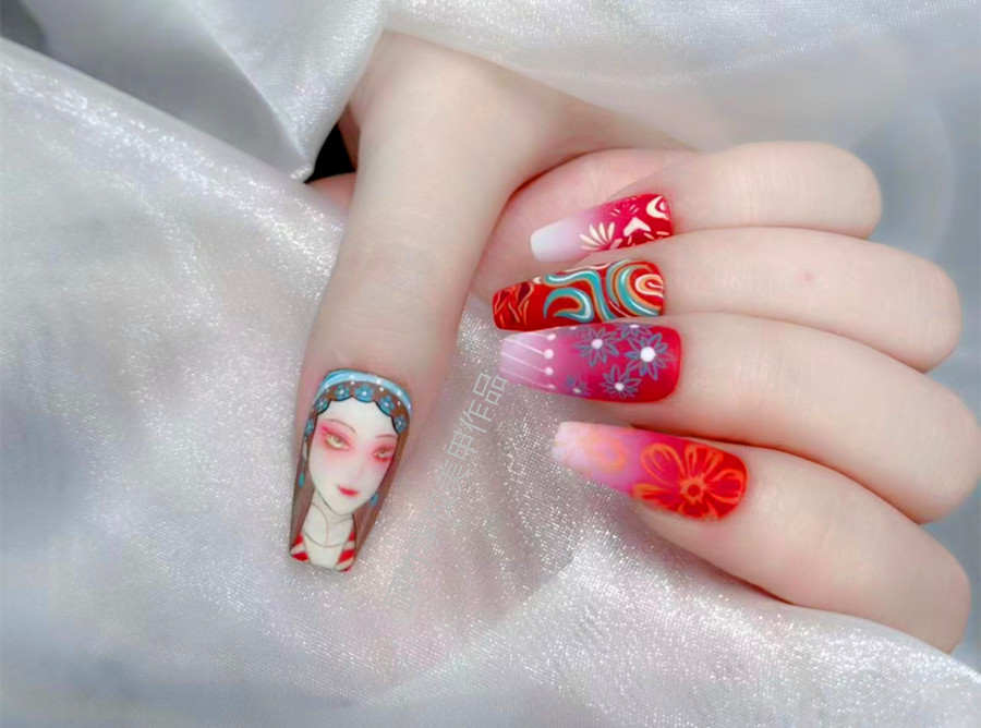 國(guó)風(fēng)花旦美甲，南寧美甲店推薦