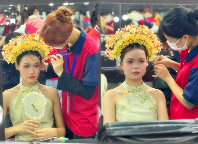 廣西化妝寫(xiě)真：簪花造型學(xué)員練習(xí)