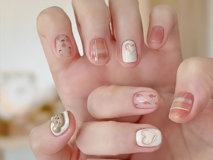 清新短甲圖片，廣西美甲店學徒推薦款