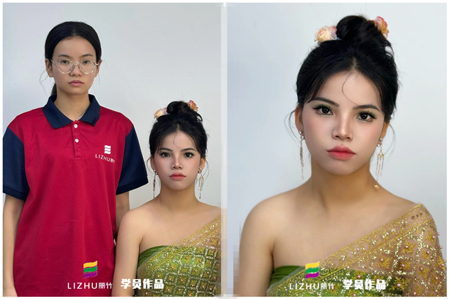 傣族少女寫真，學專業(yè)彩妝在南寧學員作品