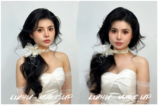 韓式側扎紋理新娘，廣西學化妝影樓