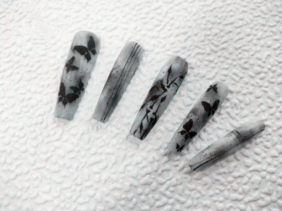 水墨彩繪美甲，南寧美甲進修提升作品手法演示