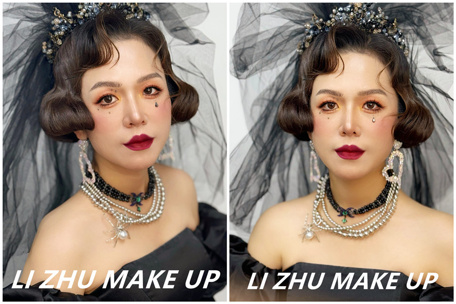 暗系朵拉造型，南寧培訓(xùn)化妝高彩作品