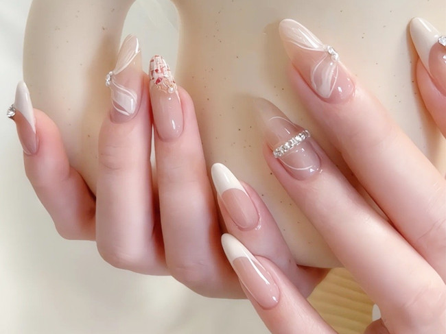 仙女風法式美甲，廣西學美甲零基礎(chǔ)
