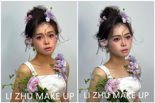 鮮花抽絲造型，南寧化妝高彩造型學校作品欣賞