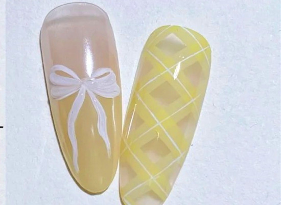 格紋蝴蝶結(jié)美甲教程，南寧美甲進(jìn)修整理