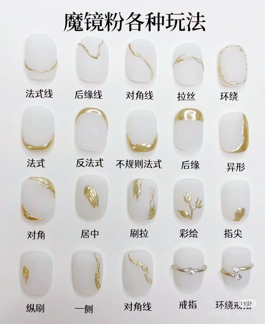 繪制不同魔鏡粉美甲的教程，廣西美甲師教學(xué)