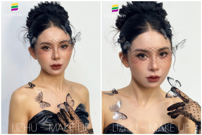 黑色蝴蝶面紗造型，廣西化妝專業(yè)課堂作品