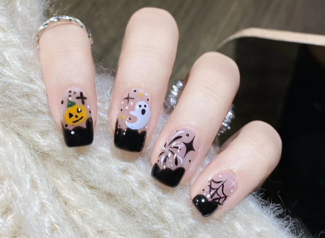 萬圣節(jié)煙花美甲，南寧美甲進(jìn)修分享教程