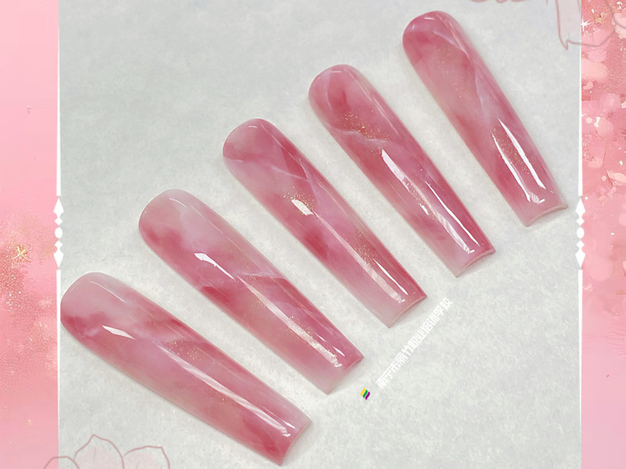 大理石暈染美甲，南寧教美甲