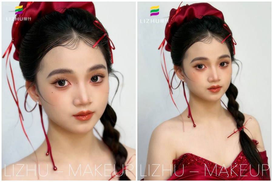 減齡辮子造型，廣西化妝高彩培訓(xùn)作品